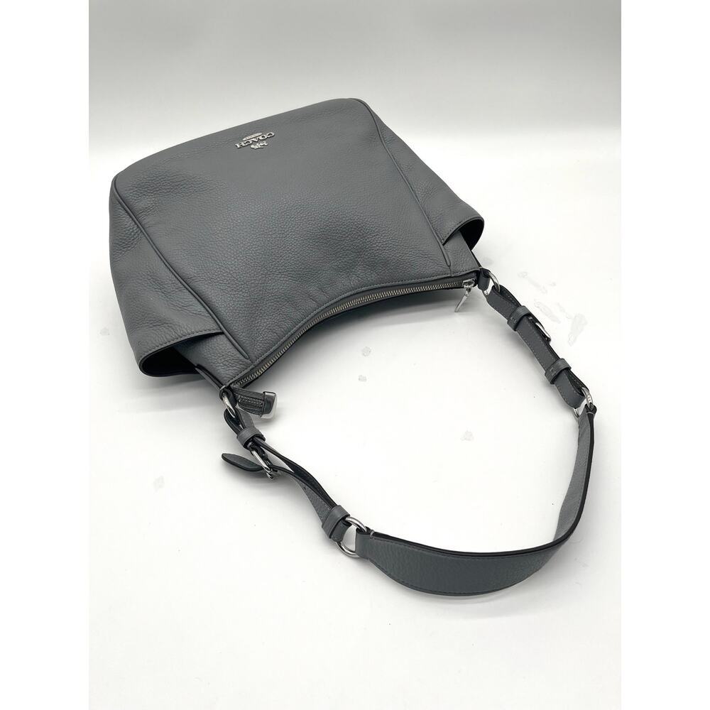 COACH Hobo Rori Pebbled Leather Buckle Shoulder Bag, Gray - Picture 5 of 11